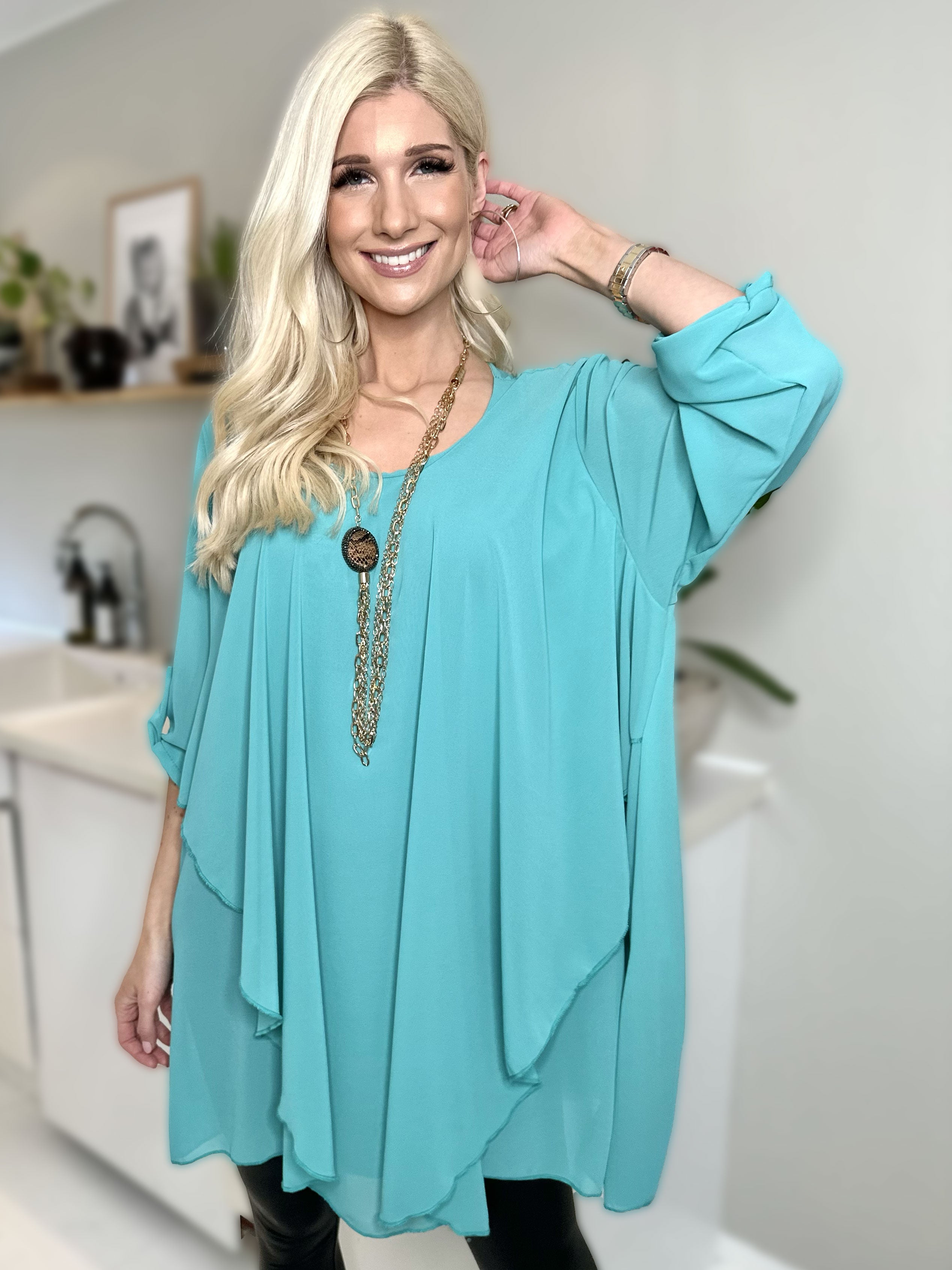 Wanda long sleeve - Tunikakjole i chiffon